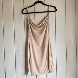 NWT Beige Botany Cowl Neck Sleeveless Mini Dress